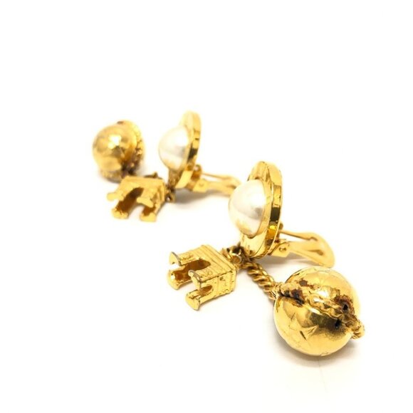 CELINE Circle Logo Faux Pearl Arc de Triomphe Earrings Accessories Earrings - Picture 8 of 11